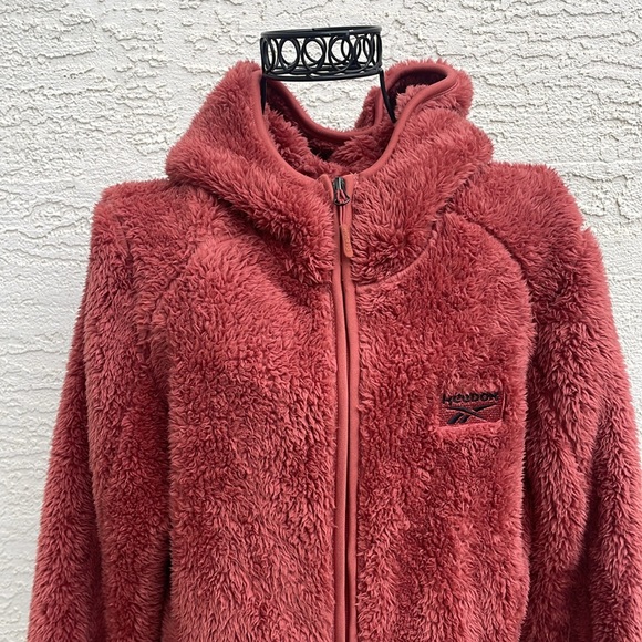 Reebok Women's Fleece Jacket - Full Zip Sherpa Fur Hooded Jacket Teddy Coat - Picture 4 of 11